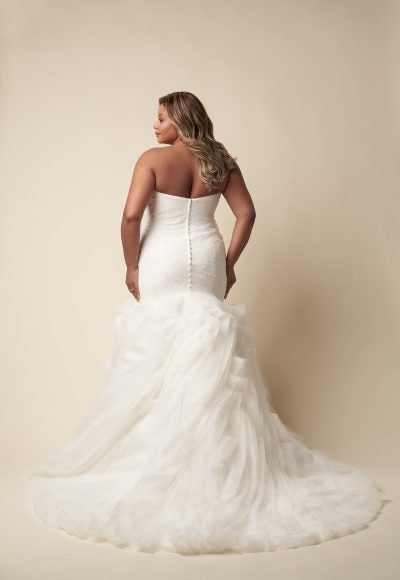 Plus-Size Romantic Strapless Mermaid Wedding Dress With Ruffled Skirt And Buttons by Allure Bridals - Image 4