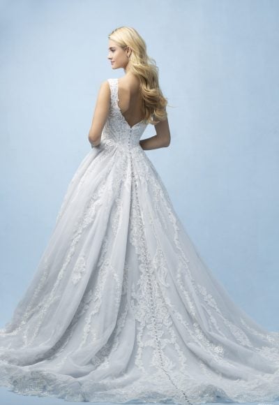 Romantic And Elegant Cap Sleeve Lace Ball Gown by Disney Fairy Tale Weddings Collection - Image 3