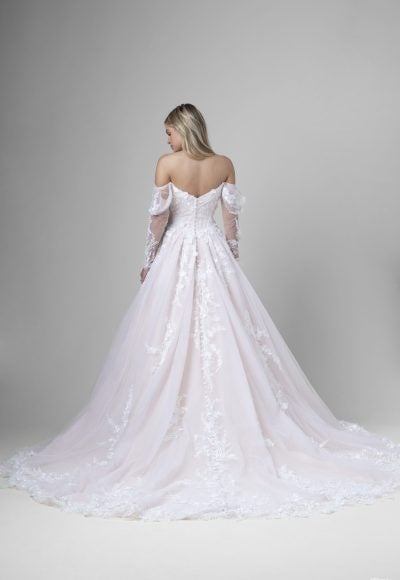 Dramatic And Romantic Embellished Tulle Ball Gown With Detachable Sleeves by Disney Fairy Tale Weddings Collection - Image 2