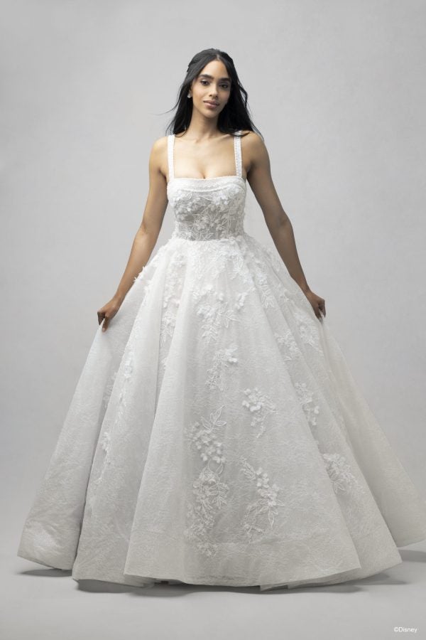 Square-Neck Embellished Lace Ball Gown With Buttons by Disney Fairy Tale Weddings Collection - Image 1