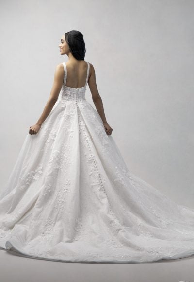 Square-Neck Embellished Lace Ball Gown With Buttons by Disney Fairy Tale Weddings Collection - Image 2