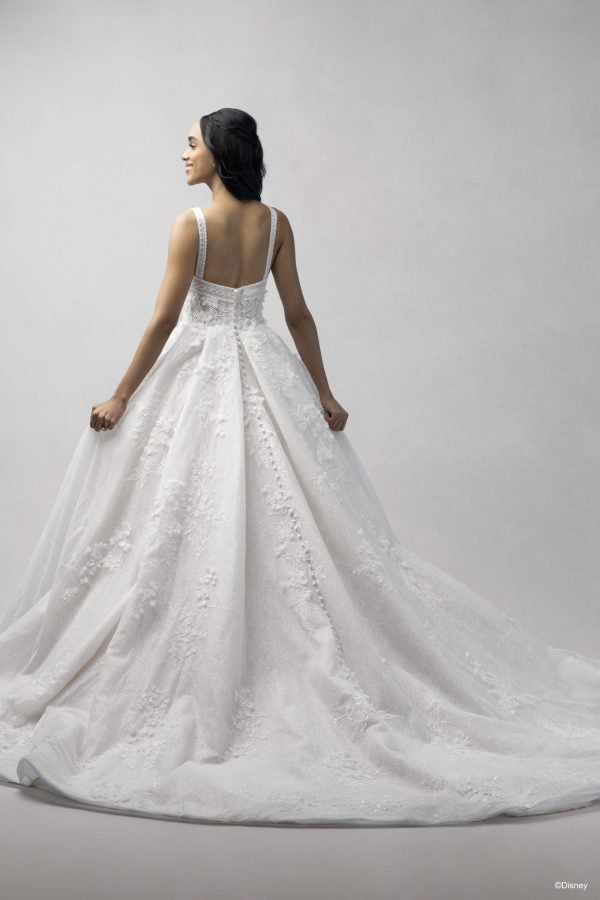 Square-Neck Embellished Lace Ball Gown With Buttons by Disney Fairy Tale Weddings Collection - Image 2
