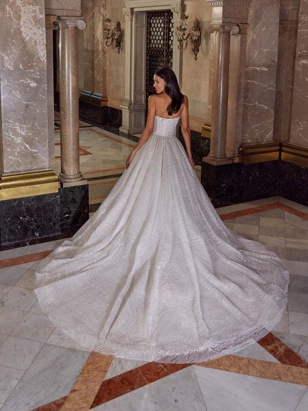 Celestial-Inspired Beaded Tulle Ball Gown With Detachable Cape by Demetrios - Image 2