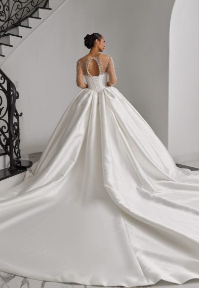 Couture Illusion High-Neck Long Sleeve Silk Ball Gown by Esé Azénabor - Image 2