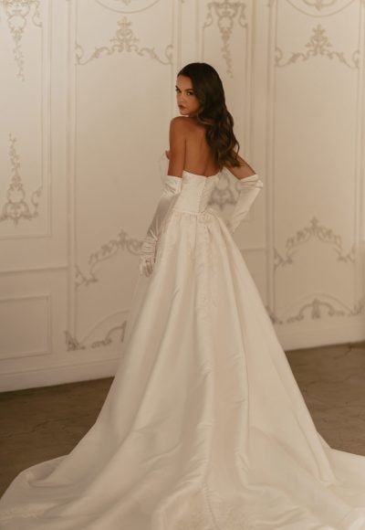 3D Floral Silk Fit-And-Flare Wedding Dress With Detachable Overskirt by Martina Liana - Image 5