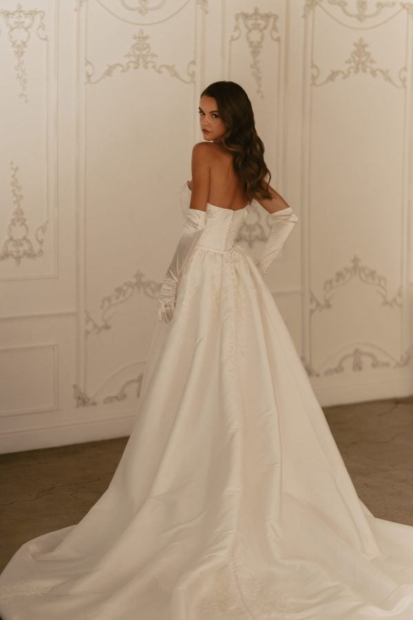 3D Floral Silk Fit-And-Flare Wedding Dress With Detachable Overskirt by Martina Liana - Image 5