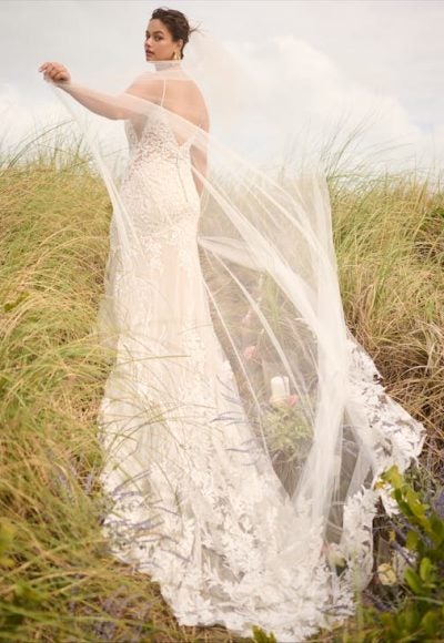 Plus-Size V-Neck Lace Fit-And-Flare Wedding Dress With Open Back And Buttons by Maggie Sottero - Image 2