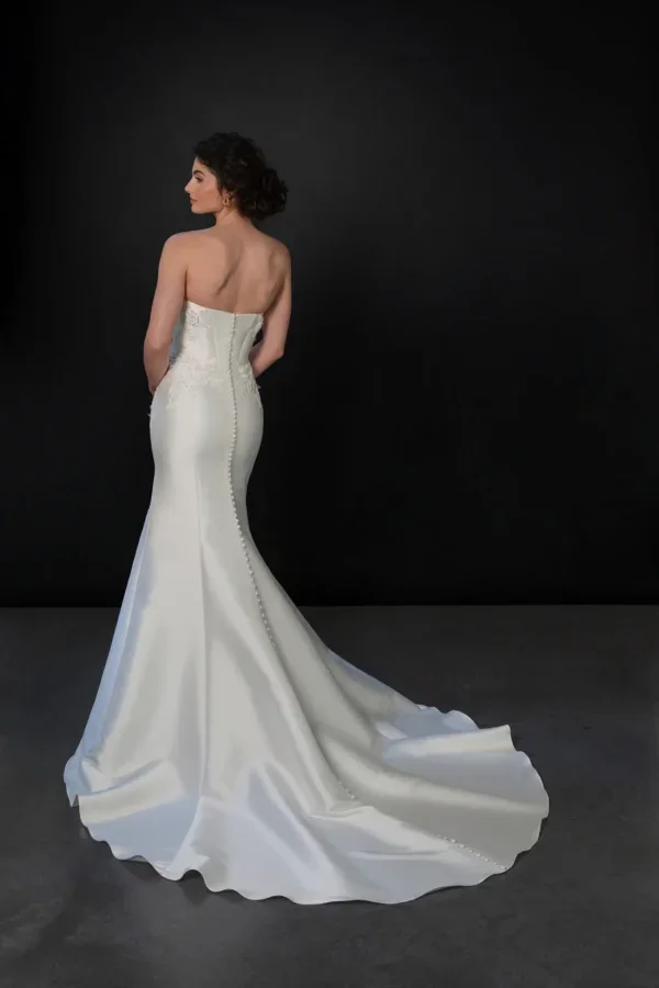 Strapless 3D Floral Silk Fit-And-Flare Wedding Dress With Detachable Overskirt by Martina Liana - Image 3