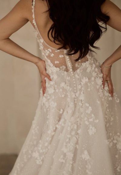 Romantic Square-Neck Floral A-Line Wedding Dress With Open Back by Martina Liana - Image 2