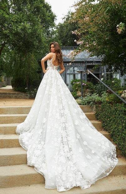 Modern Square-Neck Floral Ball Gown by Martina Liana - Image 2