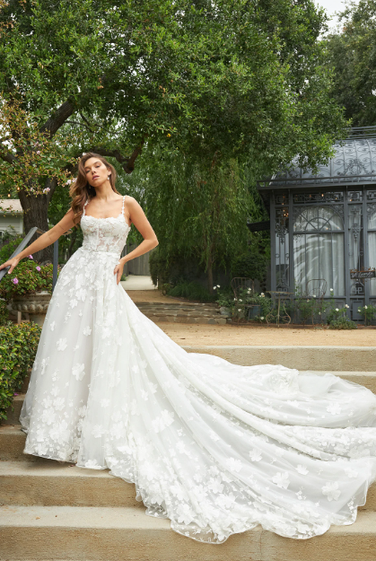 Modern Square-Neck Floral Ball Gown by Martina Liana - Image 1