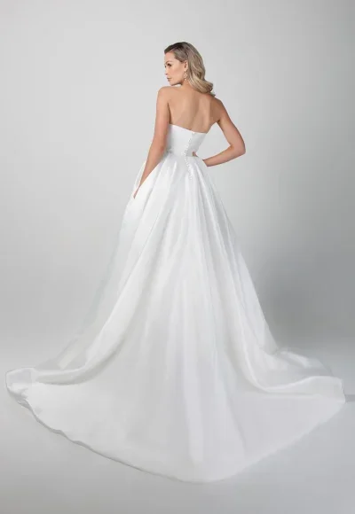 Chic And Simple Strapless Silk Ball Gown With Buttons by Michelle Roth - Image 2