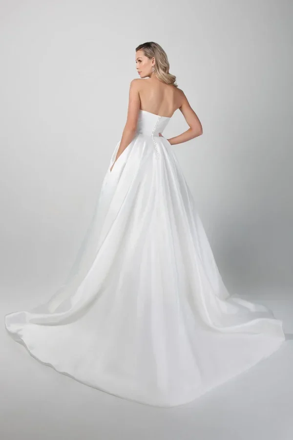 Chic And Simple Strapless Silk Ball Gown With Buttons by Michelle Roth - Image 2
