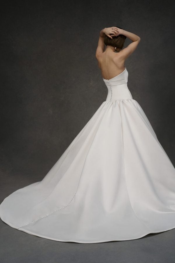 Chic And Elegant Drop-Waist Satin Ball Gown With Buttons by Anne Barge - Image 2