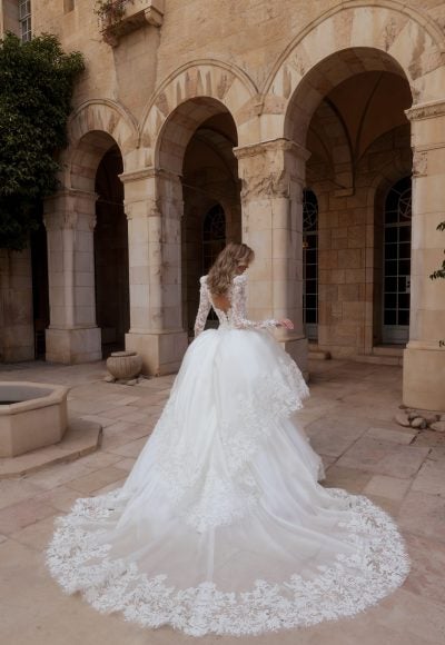 Dramatic Long Sleeve Lace And Silk Organza Ball Gown by Pnina Tornai - Image 2