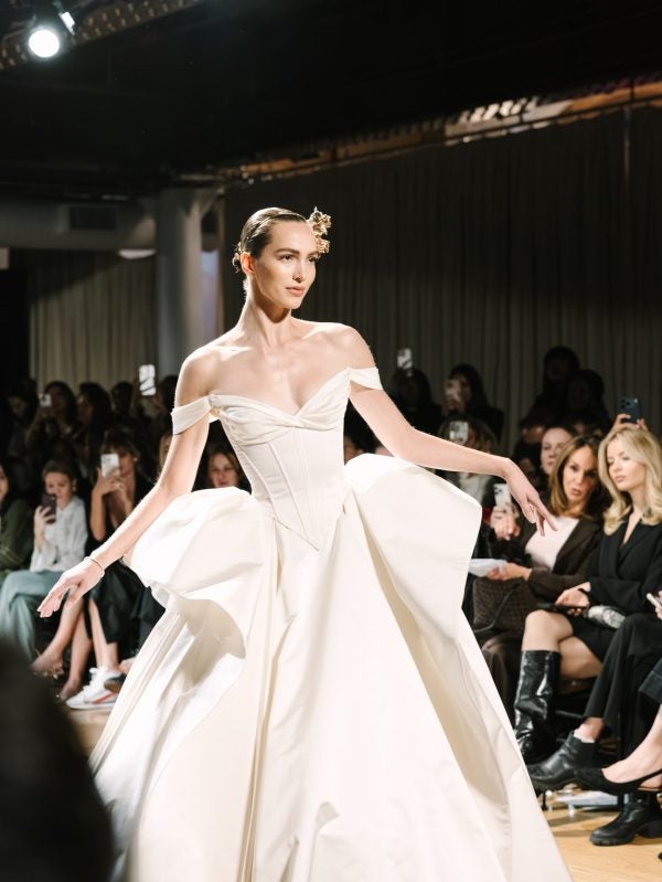 Sculptural Off-The-Shoulder Matte Satin Ball Gown by Pnina Tornai - Image 1