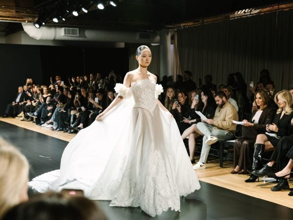 Romantic Strapless Lace And Silk Organza A-Line Wedding Dress With Cape by Pnina Tornai - Image 3