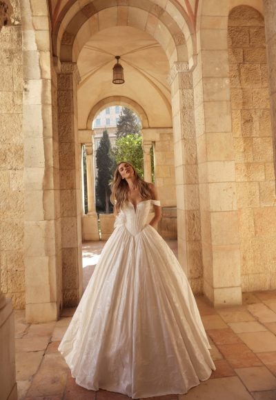 Romantic And Dramatic Hand-Painted Silk Jacquard Ball Gown by Pnina Tornai