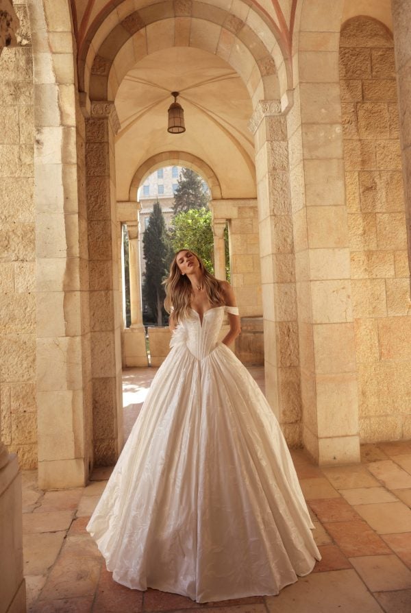 Romantic And Dramatic Hand-Painted Silk Jacquard Ball Gown by Pnina Tornai - Image 1