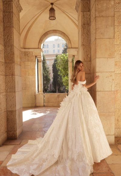 Romantic And Dramatic Hand-Painted Silk Jacquard Ball Gown by Pnina Tornai - Image 2