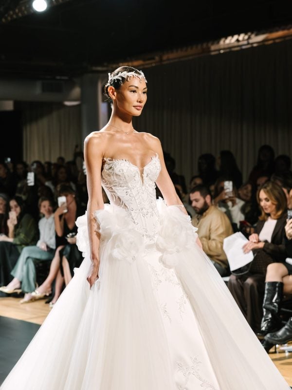 Strapless Embellished Satin And Tulle Ball Gown With 3D Florals by Pnina Tornai - Image 4
