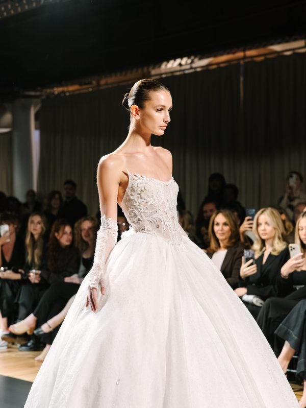 Sparkly Strapless Tulle Ball Gown With 3D Florals by Pnina Tornai - Image 1