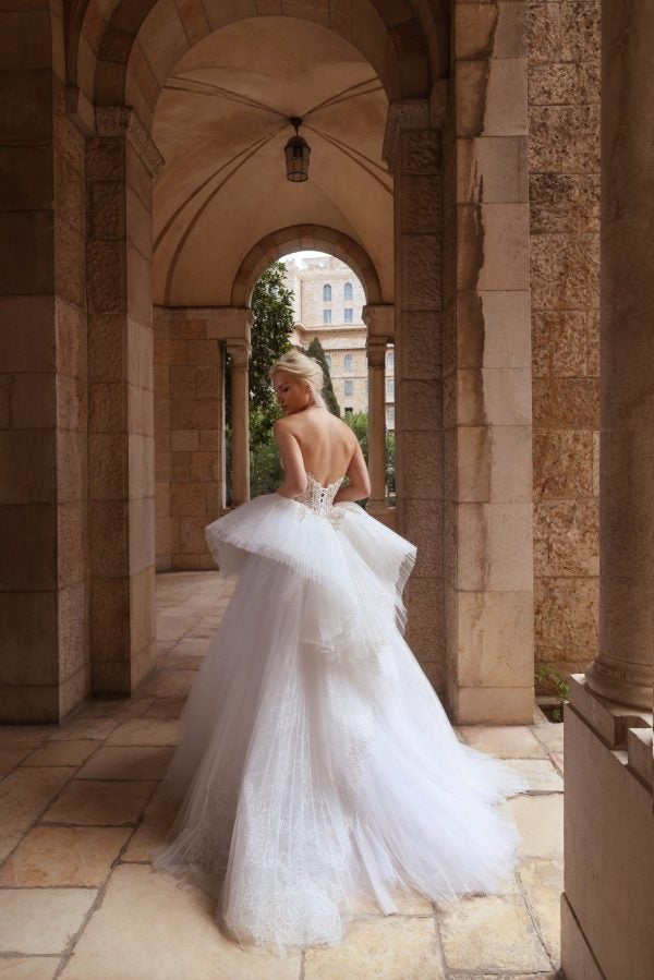 Chic And Romantic Strapless Lace And Pleated Tulle Ball Gown by Pnina Tornai - Image 2