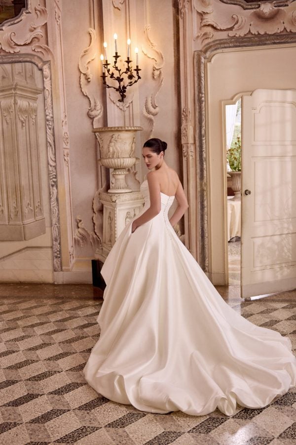 Strapless Silk Ball Gown With High-Low Bubble Hem by Justin Alexander - Image 4