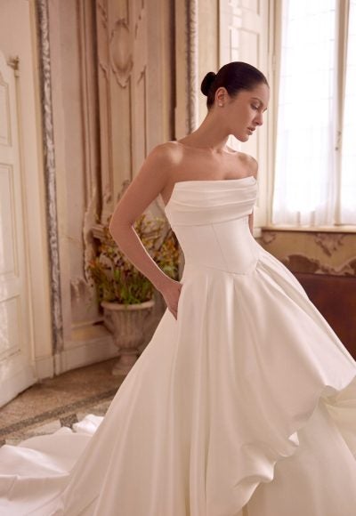 Strapless Silk Ball Gown With High-Low Bubble Hem by Justin Alexander - Image 5