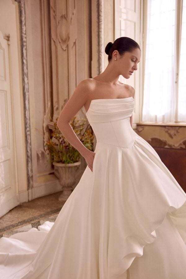 Strapless Silk Ball Gown With High-Low Bubble Hem by Justin Alexander - Image 5