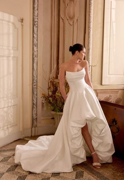 Strapless Silk Ball Gown With High-Low Bubble Hem by Justin Alexander - Image 2