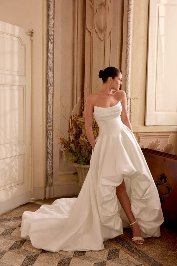 Strapless Silk Ball Gown With High-Low Bubble Hem by Justin Alexander - Image 2
