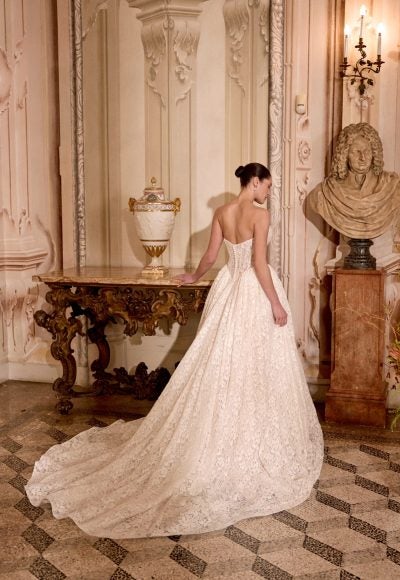 Plus-Size Strapless Basque-Waist Lace Ball Gown With Buttons by Justin Alexander - Image 3