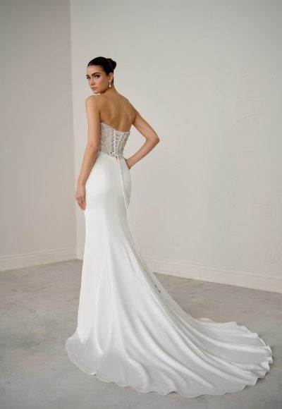 Strapless Embellished Silk Fit-And-Flare Wedding Dress by Justin Alexander Signature - Image 3