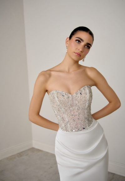 Strapless Embellished Silk Fit-And-Flare Wedding Dress by Justin Alexander Signature - Image 2