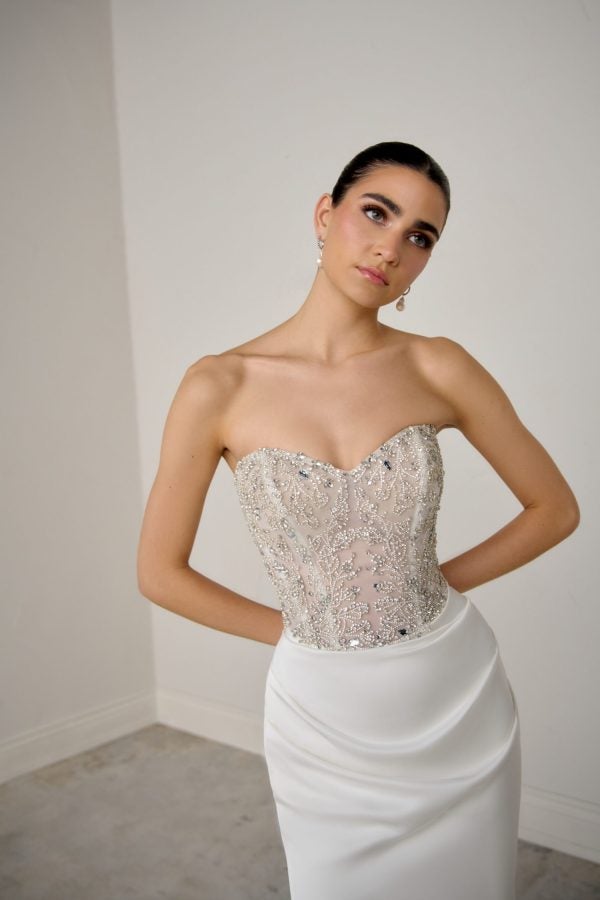 Strapless Embellished Silk Fit-And-Flare Wedding Dress by Justin Alexander Signature - Image 2