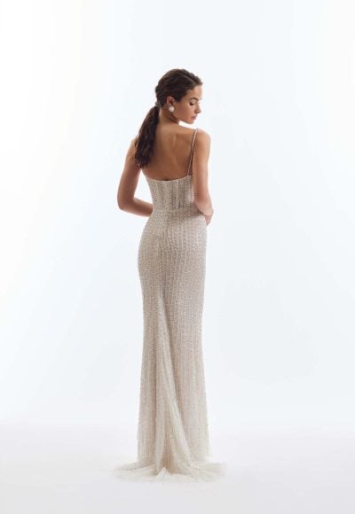 Fully-Embellished Sheath Wedding Dress With Detachable Bow Cape by Demetrios - Image 2