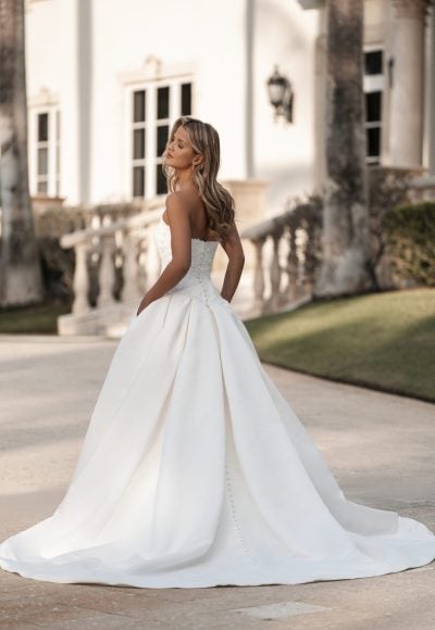 Regal And Romantic Drop-Waist Embellished Satin Ball Gown With Buttons by Allure Bridals - Image 2