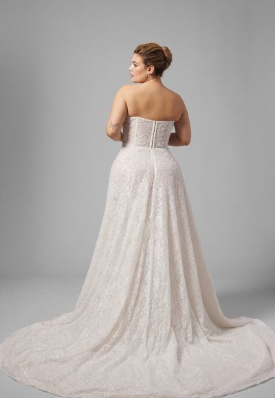 Plus-Size Chic And Glamorous Embellished Lace A-Line Wedding Dress With Detachable Shawl by Arava Polak - Image 3
