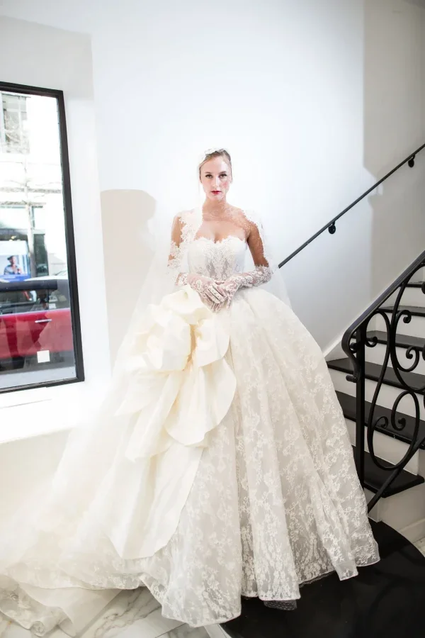 Couture Strapless Lace Ball Gown With 3D Floral by Esé Azénabor - Image 1