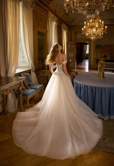 Romantic And Glamorous Embellished Tulle A-Line Wedding Dress With Slit by Randy Fenoli - Image 2