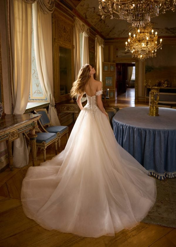 Romantic And Glamorous Embellished Tulle A-Line Wedding Dress With Slit by Randy Fenoli - Image 2