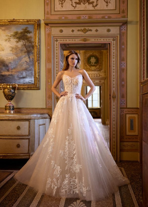 Sparkly Floral-Embroidered Tulle Ball Gown by Randy Fenoli - Image 1