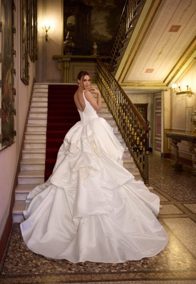 Dramatic Satin Ball Gown With Pick-Ups And Rosettes by Randy Fenoli - Image 2