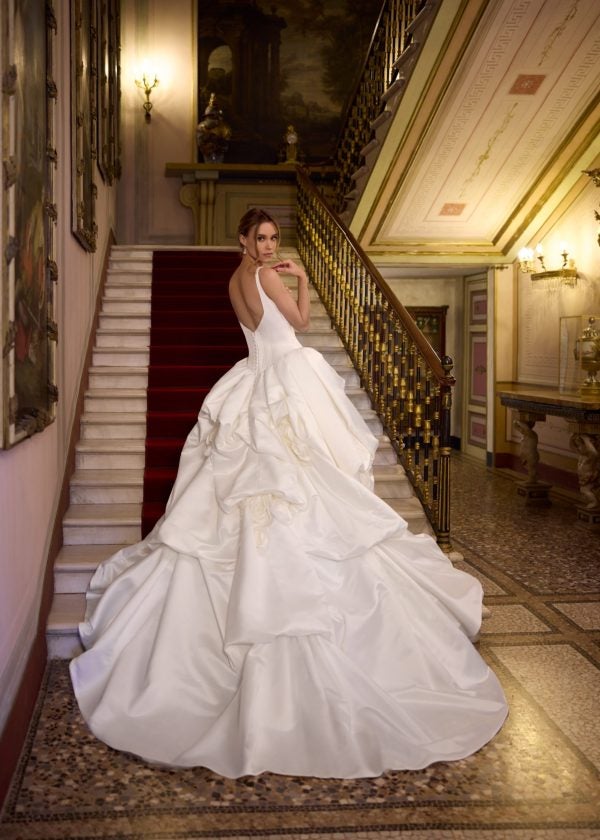 Dramatic Satin Ball Gown With Pick-Ups And Rosettes by Randy Fenoli - Image 2
