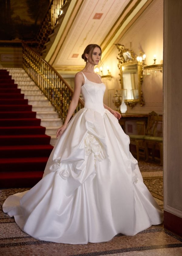 Dramatic Satin Ball Gown With Pick-Ups And Rosettes by Randy Fenoli - Image 1