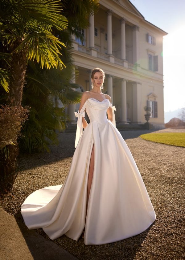 Timeless And Elegant Embellished Silk Ball Gown With Corset And Bows by Randy Fenoli - Image 1