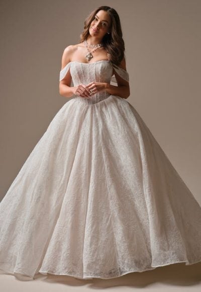 Romantic And Sparkly Basque-Waist Lace Ball Gown With Buttons by Maggie Sottero