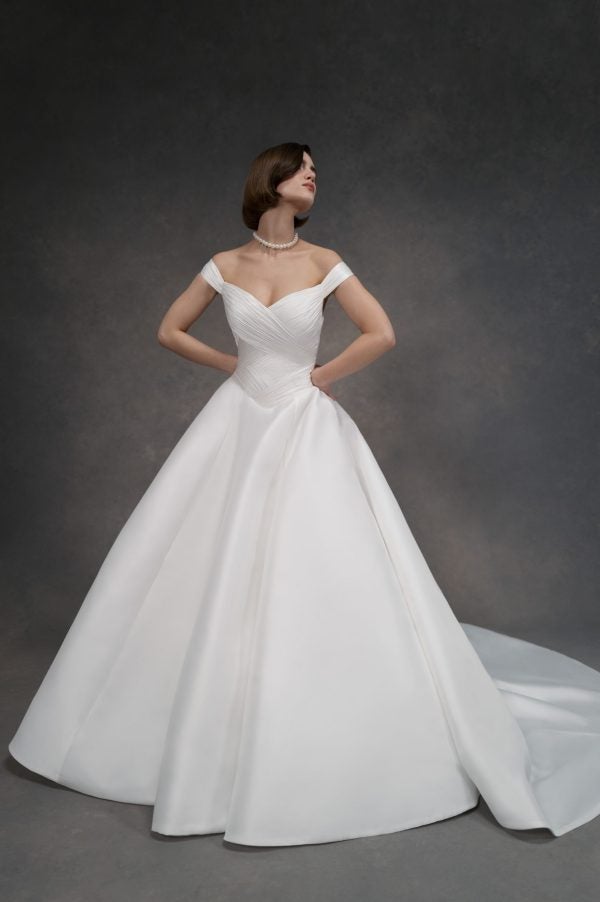 Elegant And Sophisticated Off-The-Shoulder Basque-Waist Ball Gown by Anne Barge - Image 1