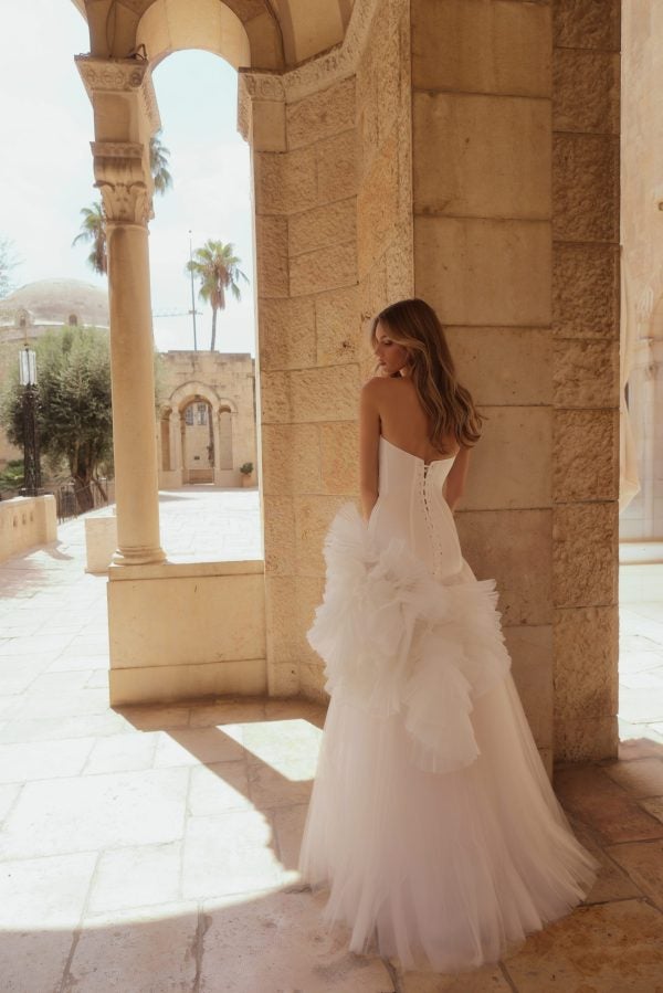 Strapless Drop-Waist A-Line Wedding Dress With 3D Florals by Pnina Tornai - Image 2